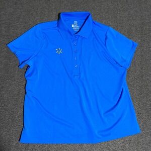 Walmart Womens Polo Shirt Blue Short Sleeve Spark Logo Size 2XL Performance Work